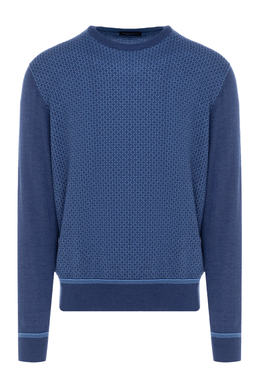 Stefano Ricci Голубой джемпер из кашемира и шелка с мелким геометрическим узором - Фактурная ткань. 70% кашемир, 30% шёлк. Страна производитель: Италия. Уход: специализированная чистка - фото 1