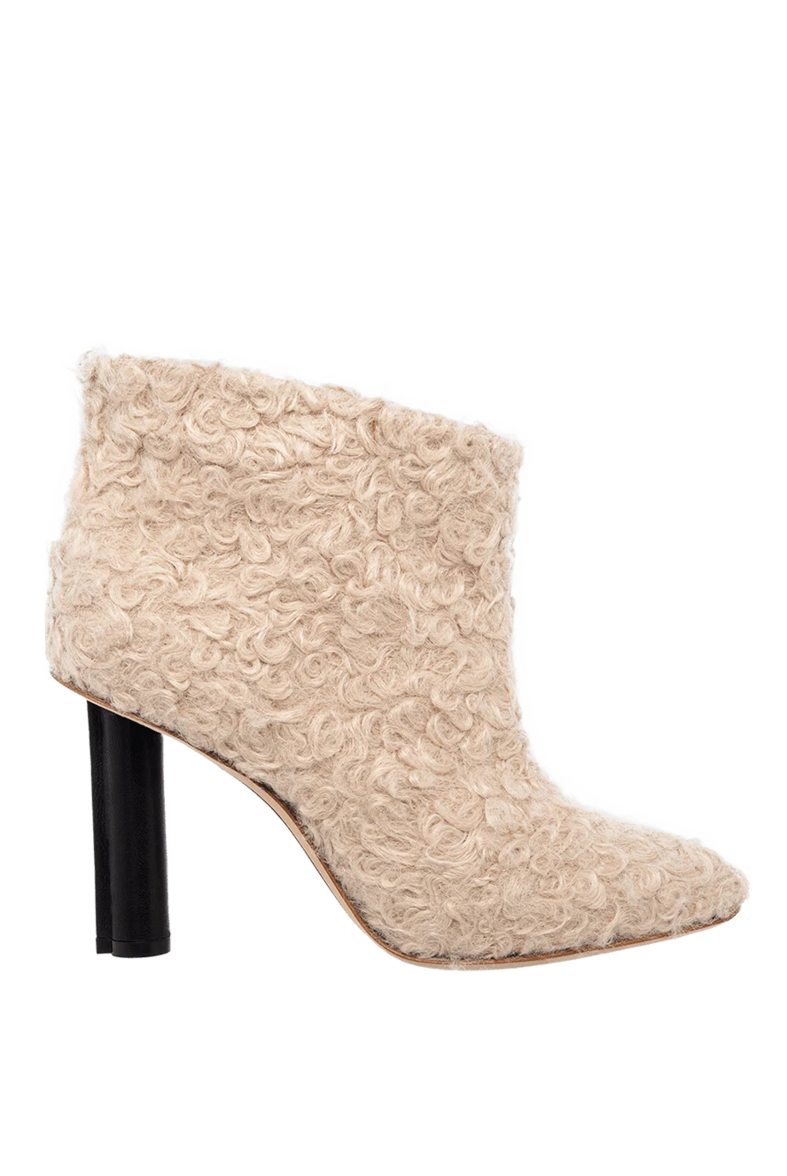 Stephen Venezia Women's beige leather boots with a textured surface - contrast heel. leather, fur. Heel height: 12 centimeters. Country of manufacture: Italy. Care: specialized cleaning - photo 1