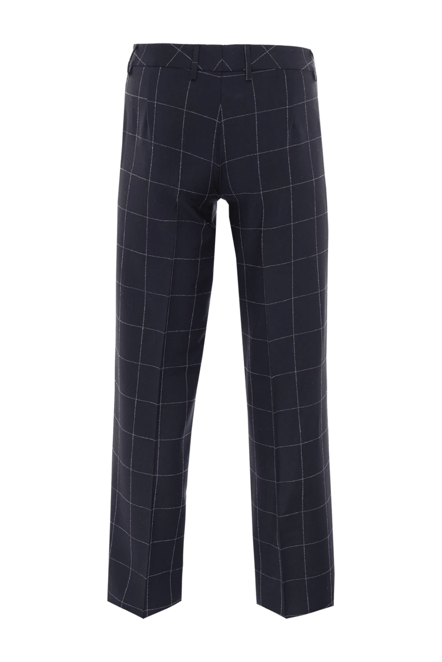 Biancalancia Women's wool trousers in checkered pattern blue - checkered pattern. two back pockets. wool. button, zipper. Country of manufacture: Italy. Care: specialized cleaning - photo 1