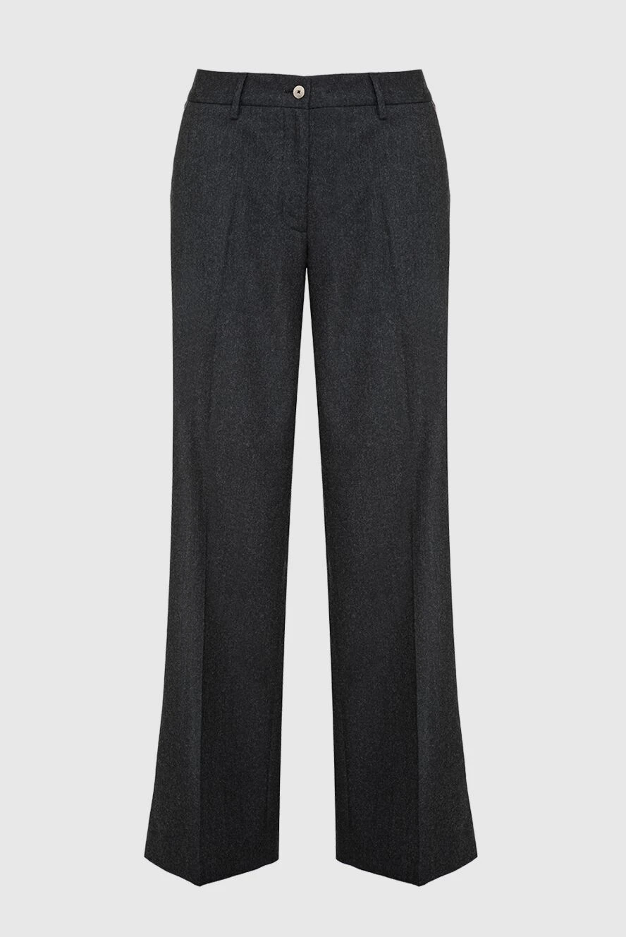 Biancalancia Women's straight wool trousers gray - Decoration: stitched arrow on the front. two side pockets. wool. button, zipper. Country of manufacture: Italy. Care: specialized cleaning - photo 1