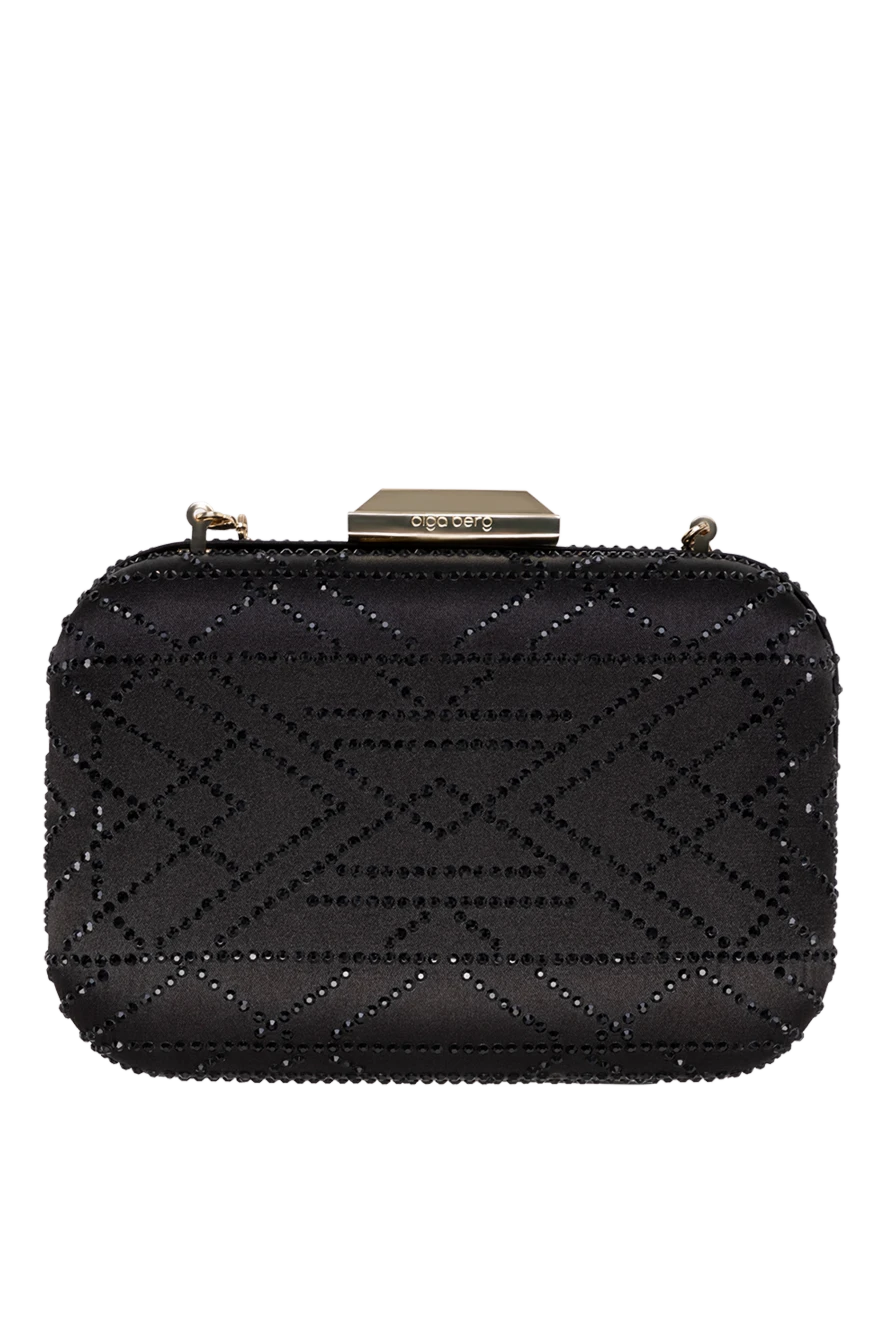Olga Berg Black rhinestone clutch for women - crystals, chain. Fastener: button. Swarovski crystals. Country of manufacture: Italy. Care: specialized cleaning - photo 1