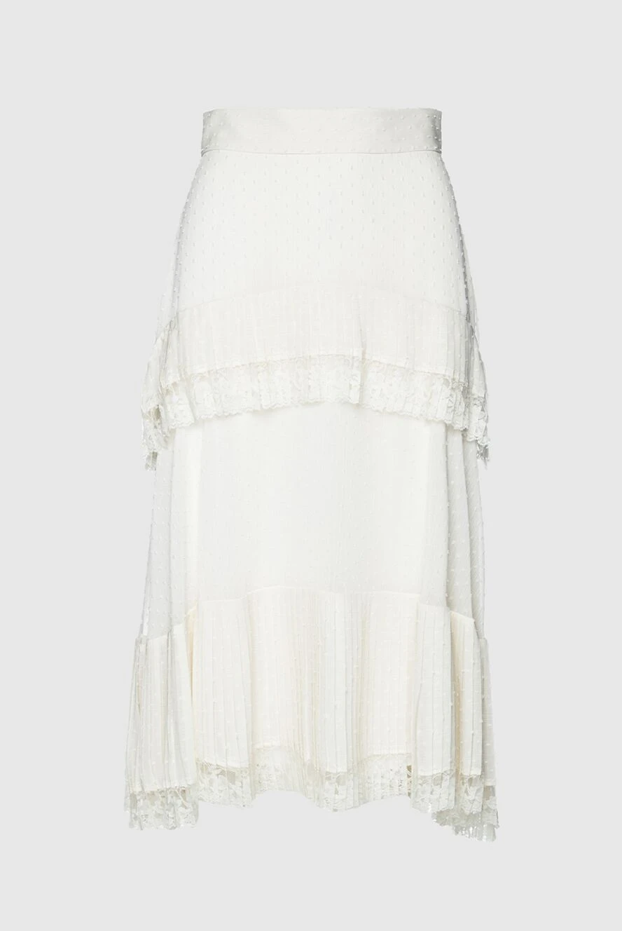 Zimmermann White polyester skirt for women - pleated cut, ruffle. 100% polyester. zipper. Country of manufacture: Italy. Care: specialized cleaning - photo 1