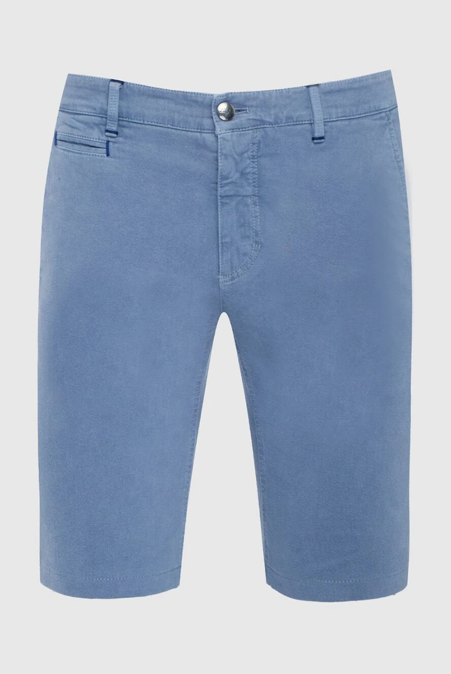 Zilli Blue Summer Men's Shorts Made of Thin Cotton (markdown) - 98% cotton, 2% elastane. zipper, button. three side pockets, two back pockets. Country of manufacture: Italy. Care: specialized cleaning - photo 1
