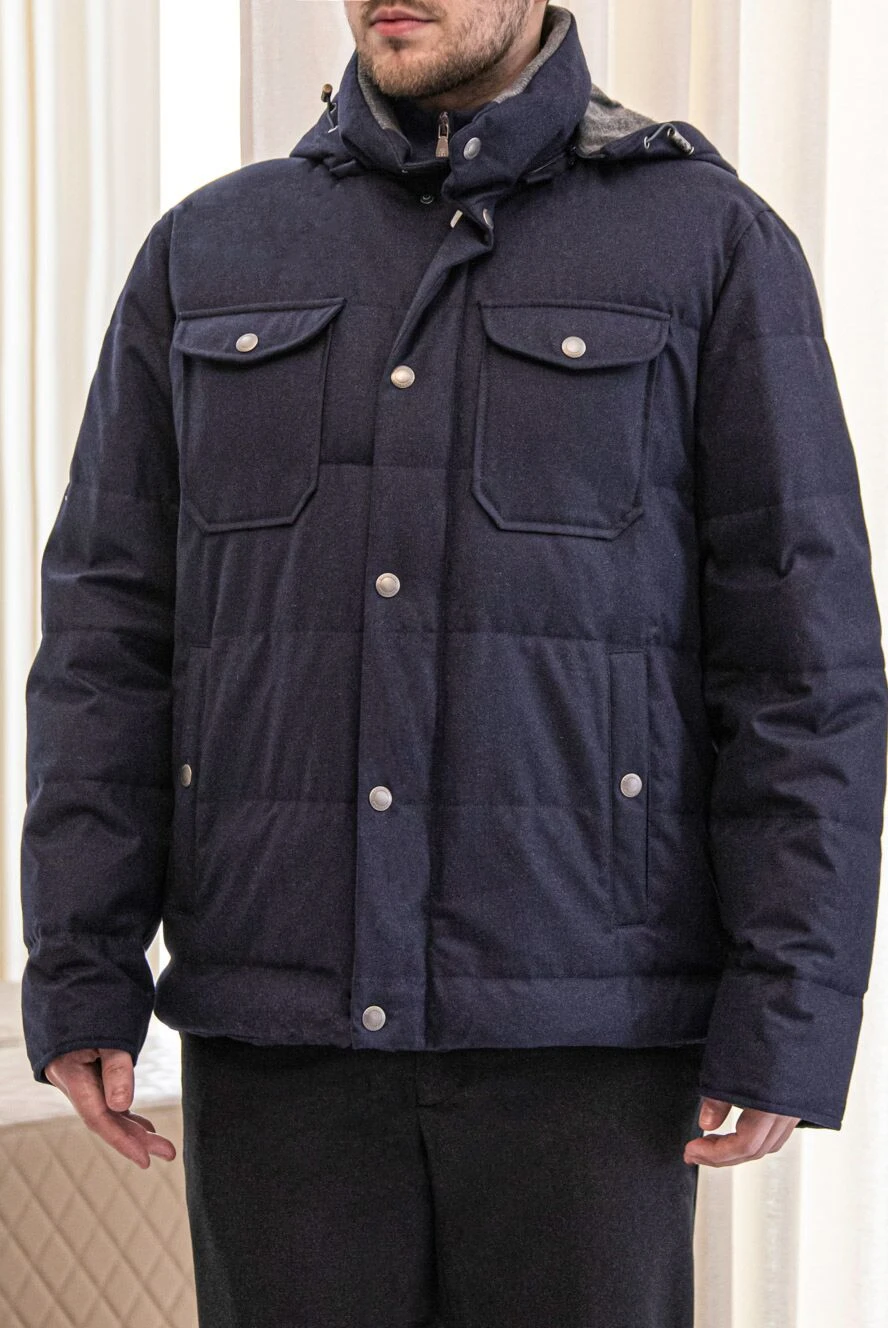 Brunello Cucinelli men's down jacket made of wool, silk and