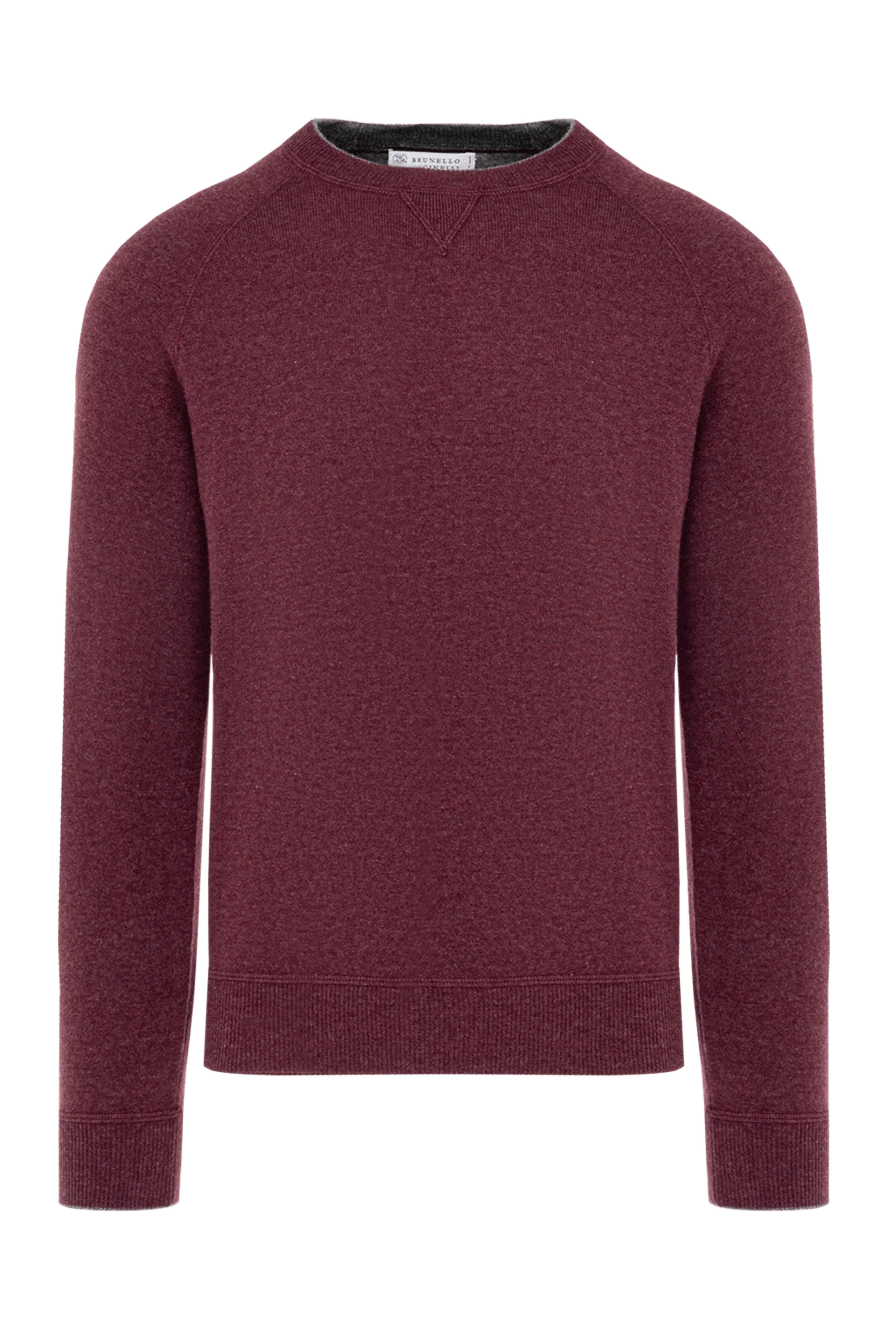 Brunello Cucinelli Джемпер з вовни, кашеміру та шовку бордовий чоловічий - 60% вовна, 30% кашемір, 10% шовк. Країна виробник: Італія. Догляд: спеціалізоване чищення - фото 1