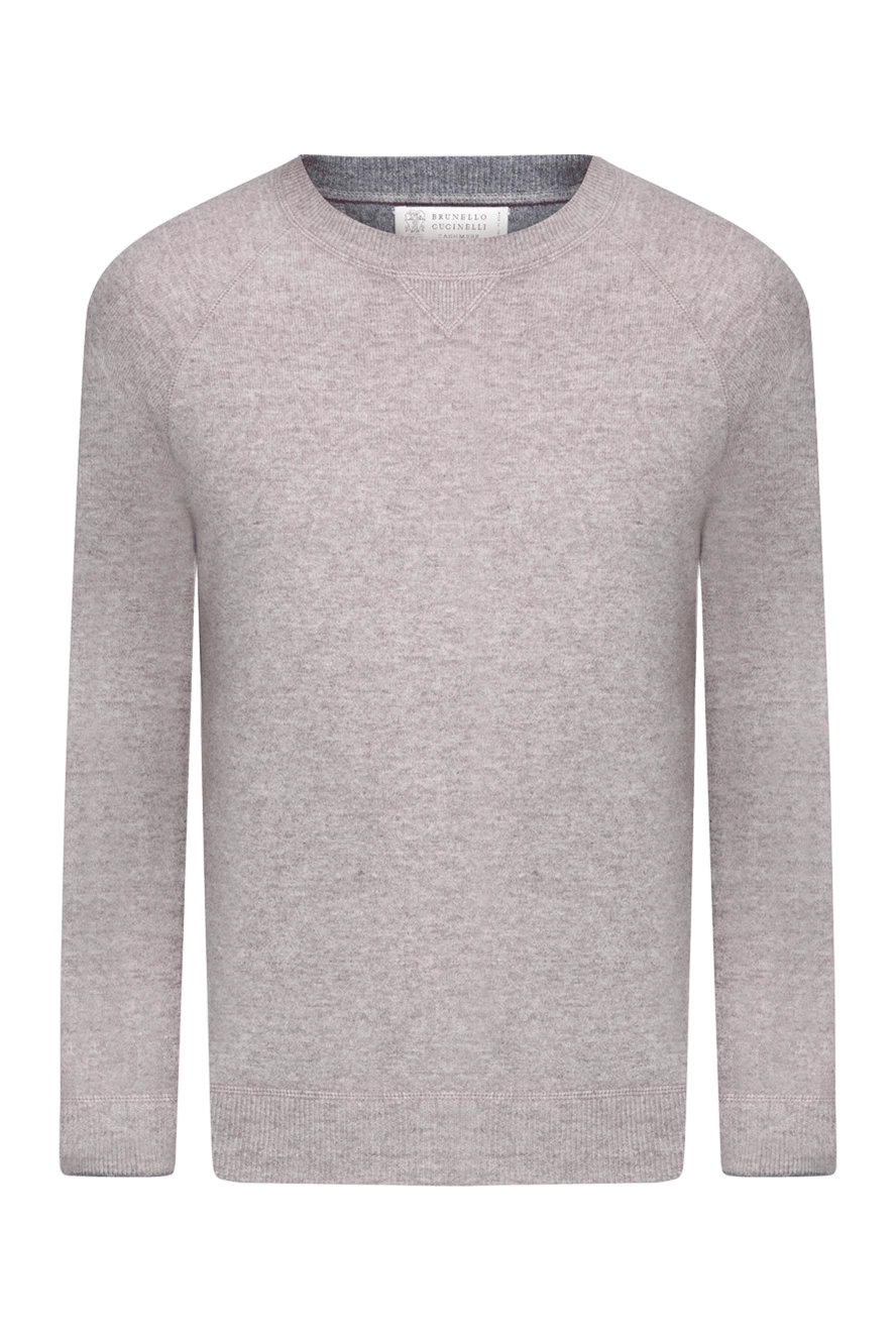 Brunello Cucinelli Джемпер из шерсти, кашемира и шелка серый мужской - 60% шерсть, 30% кашемир, 10% шёлк. Страна производитель: Италия. Уход: специализированная чистка - фото 1