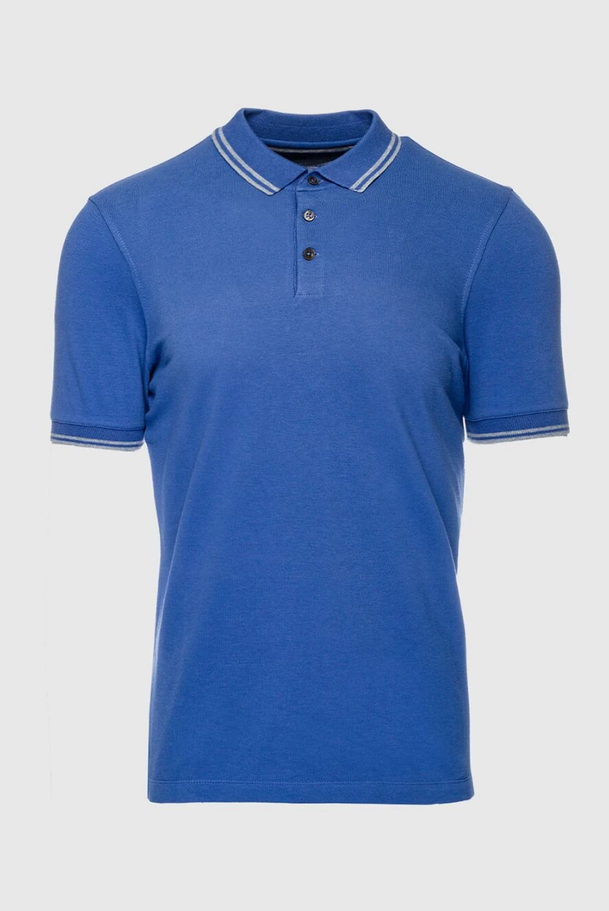 Brunello Cucinelli Polo from cotton blue for men - Contrasting stripes on the collar. 100% cotton. Buttons. Country of manufacture: Italy. Care: specialized cleaning - photo 1