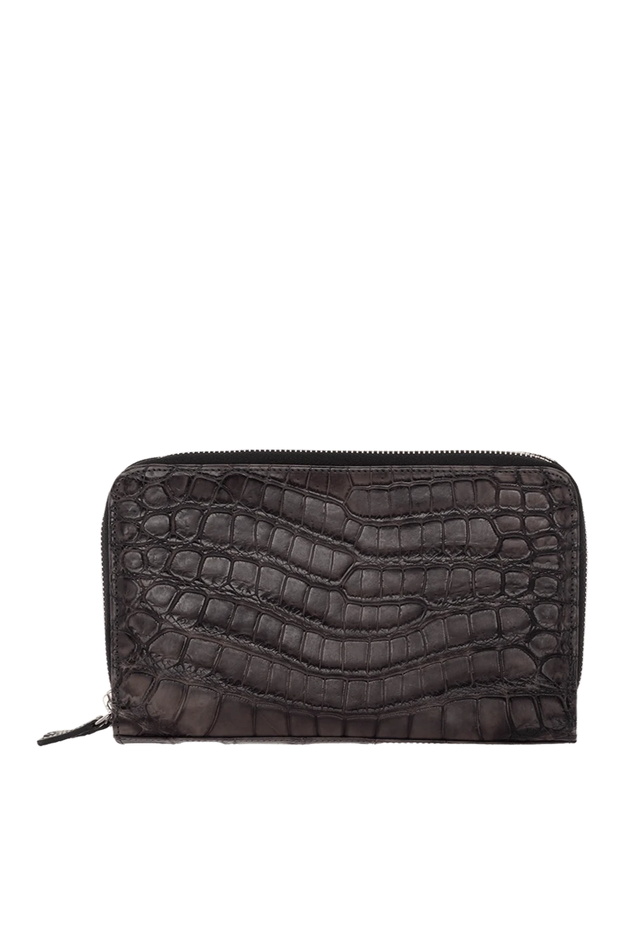 Cesare di Napoli Men's clutch bag in gray alligator leather - Textured leather. 100% alligator skin. Closure: Zipper. Two compartments. Country of manufacture: Italy. Care: specialized cleaning - photo 1