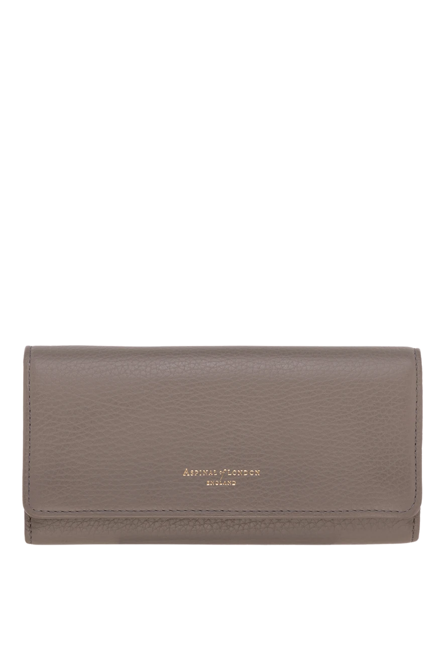 Aspinal of London Beige leather wallet for women - logo, textured leather. 100% leather. button, zipper. Country of manufacture: Italy. Care: specialized cleaning - photo 1