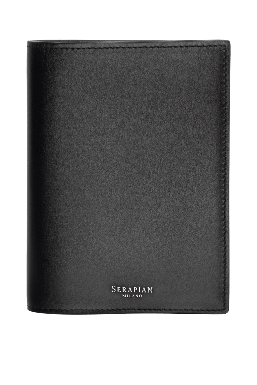 Serapian Black leather passport cover for men - Brand Logo. Warehouse: 100% shkira. Country of manufacture: Italy. Care: specialized cleaning - photo 1