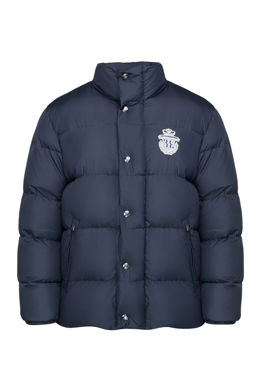 Billionaire Men's down jacket made of polyester blue - Brand Logo. 100% polyester. Closure: Zipper. Two side pockets, two inside pockets. Lining: 55% polyester, 45% viscose. Insulation: 100% polyester. Country of manufacture: Italy. Care: specialized cleaning - photo 1