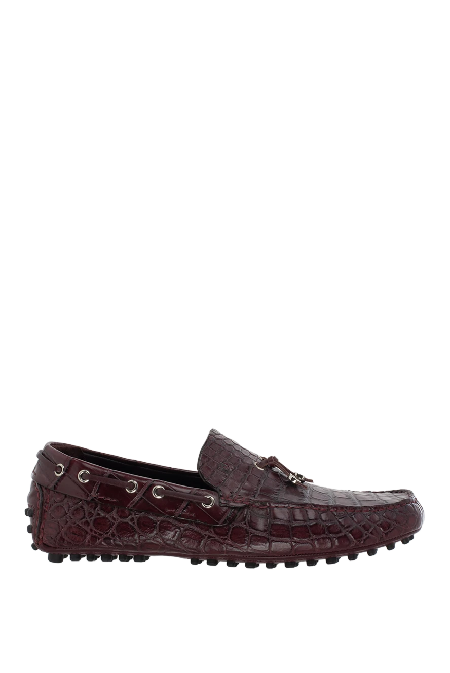 Pellettieri di Parma Men's crocodile leather moccasins in burgundy - Textured leather, tassels. 100% crocodile skin. Interior: Leather. Insole: Leather. Outsole: Other materials. Country of manufacture: Italy. Care: specialized cleaning - photo 1