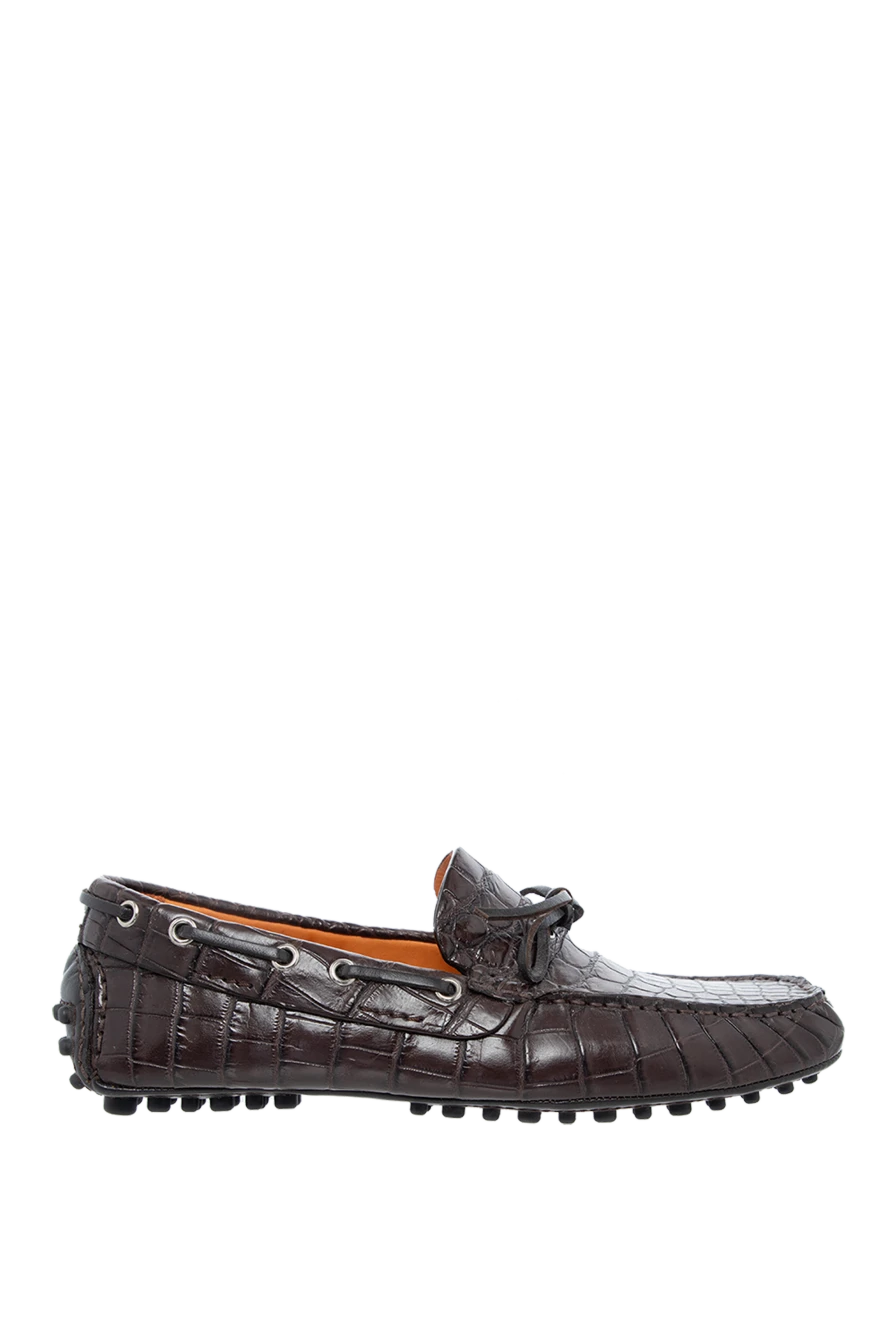 Pellettieri di Parma Men's crocodile leather moccasins brown - Textured leather, tassels. 100% crocodile skin. Interior: Leather. Insole: Leather. Outsole: Other materials. Country of manufacture: Italy. Care: specialized cleaning - photo 1