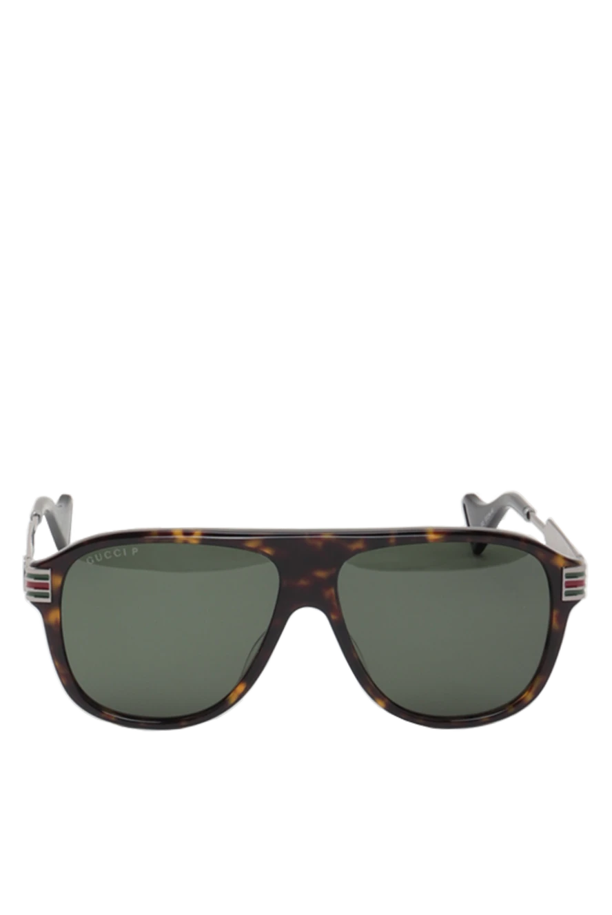 Gucci Brown men's glasses with logo on the arms - leopard color. Additional: UV protection, scratch protection, case included. plastic, metal. Country of manufacture: Italy. Care: specialized cleaning - photo 1