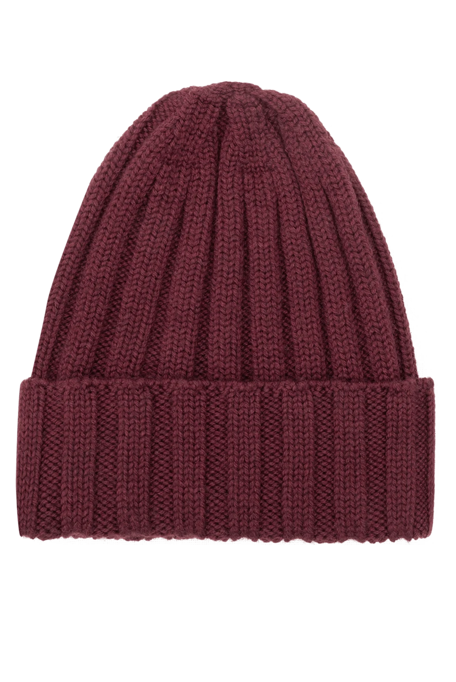 Dalmine Burgundy wool hat for men - Rib. Stock: 100% wool. Country of manufacture: Italy. Care: specialized cleaning - photo 1