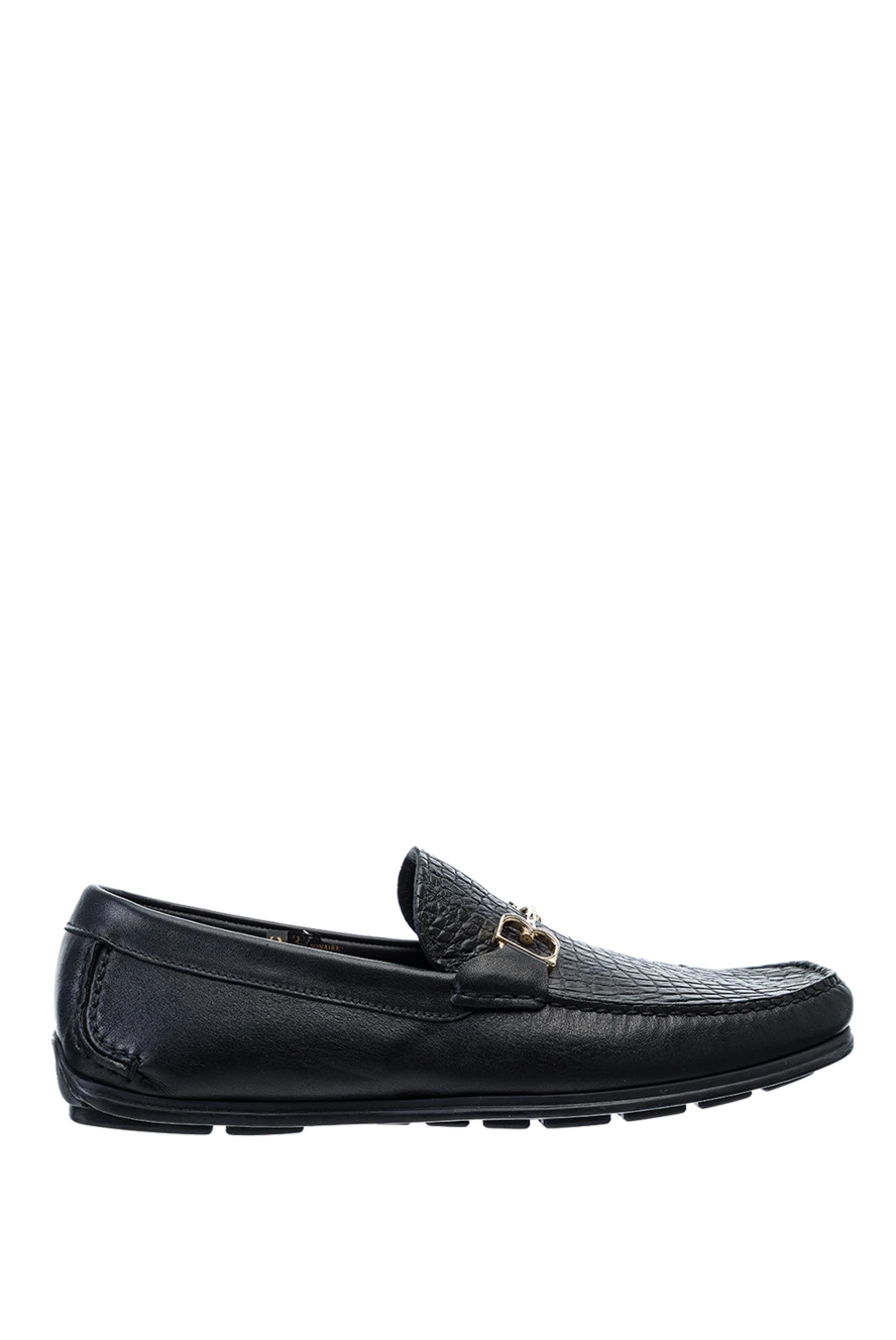 Billionaire Black leather men's loafers - Metal buckle, stitching. 100% leather. Interior: Leather. Insole: Leather. Outsole: Other materials. Country of manufacture: Italy. Care: specialized cleaning - photo 1