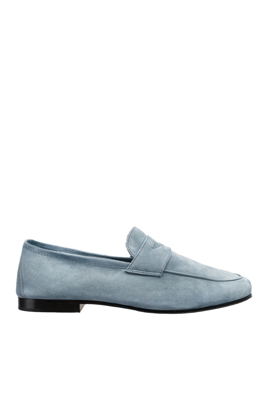 Andrea Ventura Blue suede loafers for men - contrast sole. 100% suede. Sole Height: Heel Height 2cm. Country of manufacture: Italy. Care: specialized cleaning - photo 1