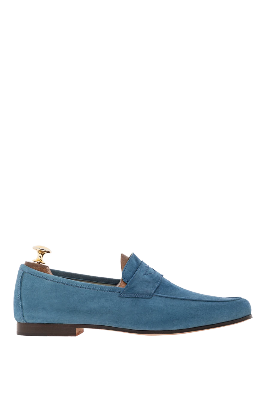 Andrea Ventura Smoky blue suede penny loafers for men - contrast sole. 100% suede. Sole Height: Heel Height 2cm. Country of manufacture: Italy. Care: specialized cleaning - photo 1