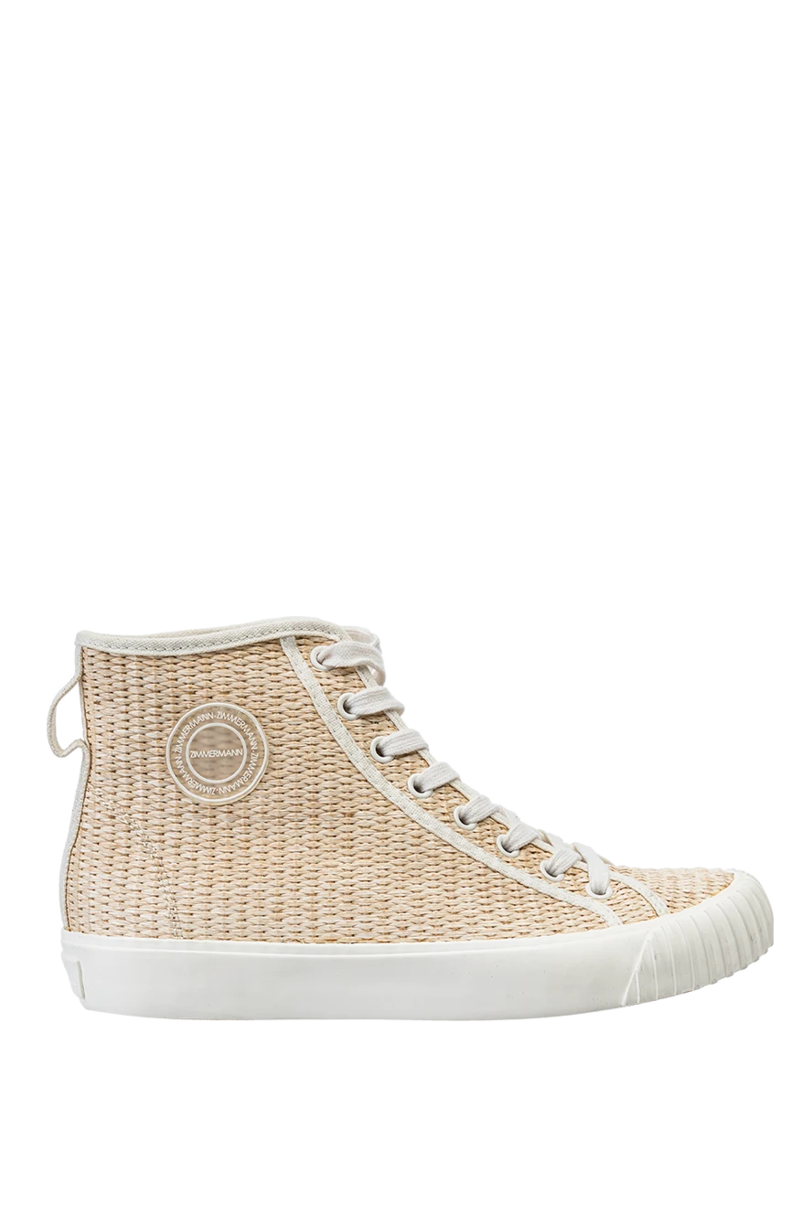 Zimmermann Sneakers beige for women - Contrast sole, logo. 100% textile. Lace. Sole height: 2 cm. Country of manufacture: Italy. Care: specialized cleaning - photo 1
