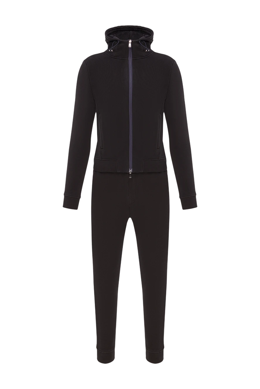 Corneliani Mens dark blue cotton tracksuit with hood and elastic drawstring - Hood. 100% cotton. Closure: Drawstring, zipper. Four side pockets. Country of manufacture: Italy. Care: specialized cleaning - photo 1