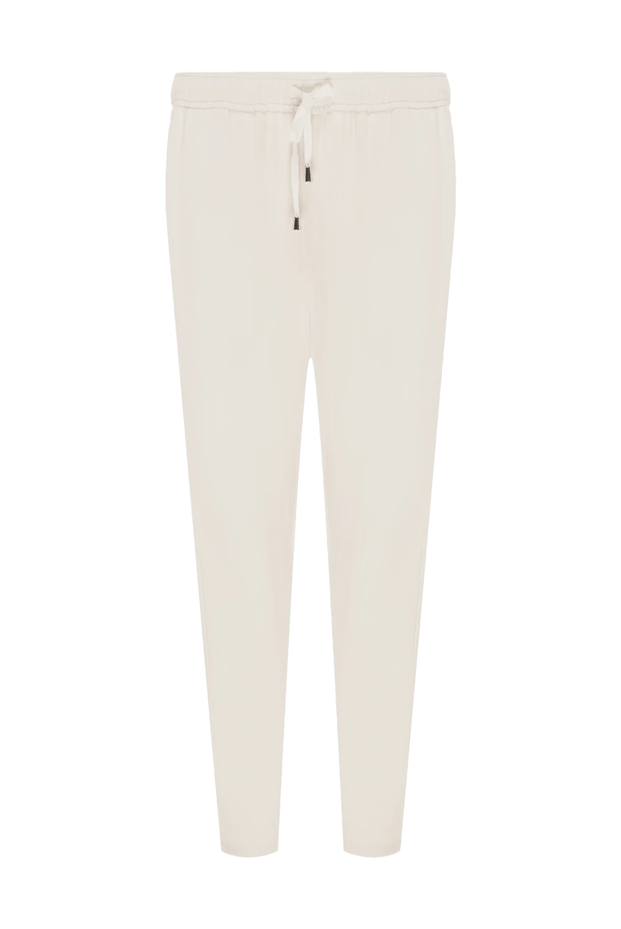 Ermanno Scervino Women's jogger pants white - four pockets. viscose, wool. drawstring. Country of manufacture: Italy. Care: specialized cleaning - photo 1