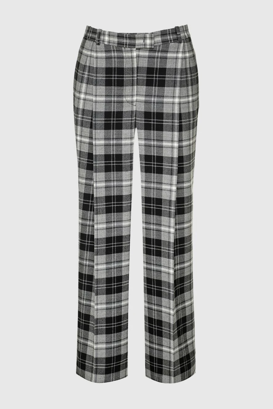 Ermanno Scervino Women's wool checkered pants gray - checkered pattern. four pockets. wool. zipper. Country of manufacture: Italy. Care: specialized cleaning - photo 1