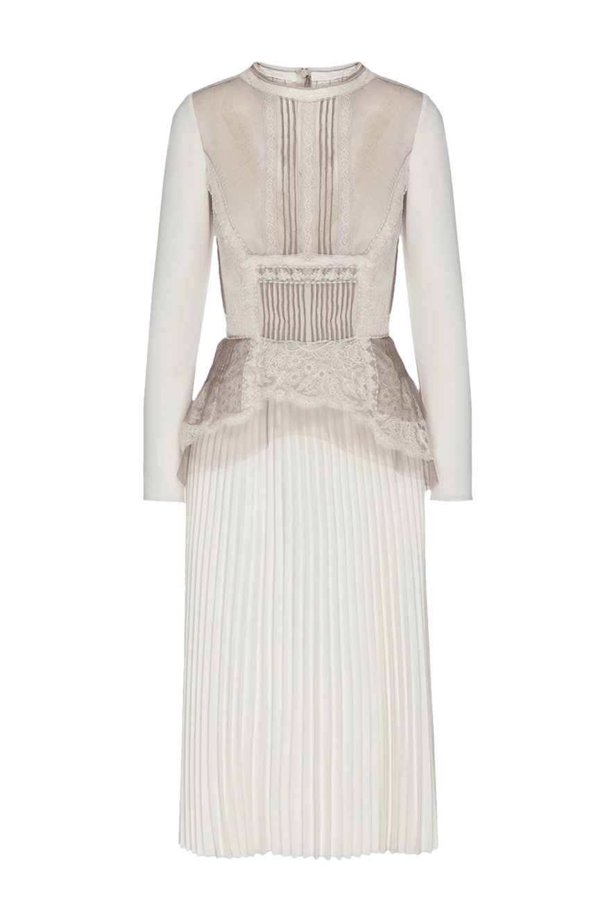 Ermanno Scervino Сукня з поліестеру біла жіноча - блискавка. баска, плісе, мережива. 100% поліестер. Країна виробник: Італія. Догляд: спеціалізоване чищення - фото 1