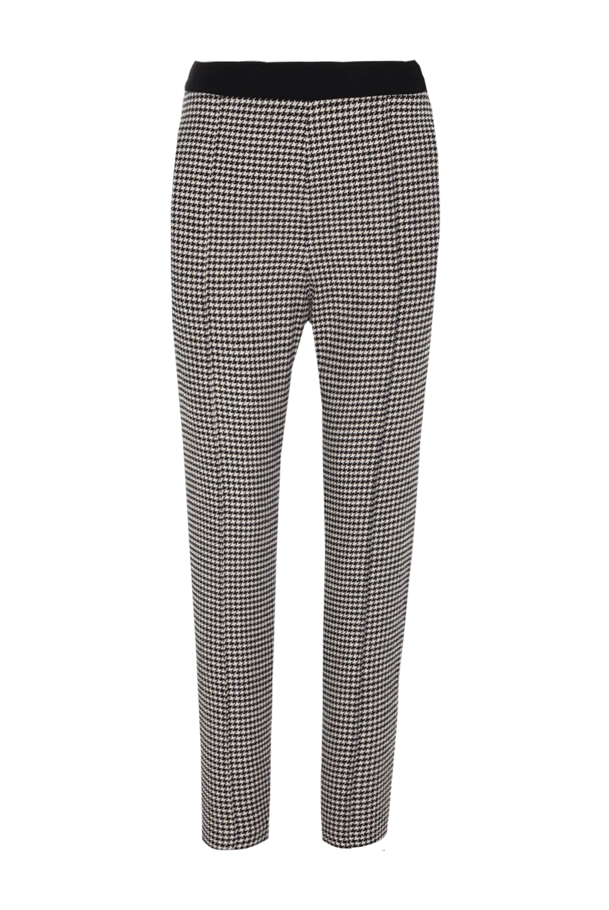 Ermanno Scervino Women's houndstooth-patterned pants black - checkered pattern. four pockets. wool, polyamide, viscose, cashmere. elastic belt. Country of manufacture: Italy. Care: specialized cleaning - photo 1