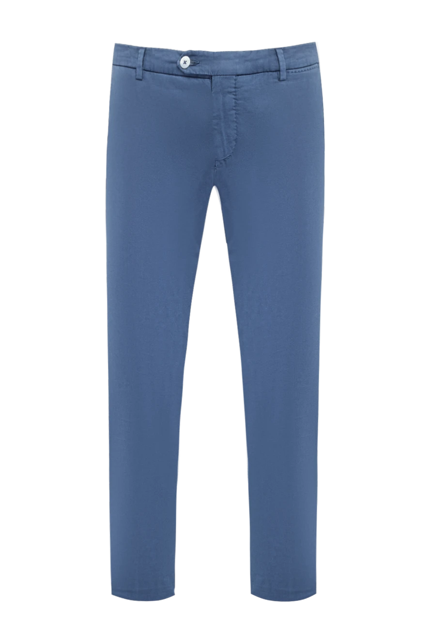 Cesare di Napoli Men's blue trousers - 85% cotton, 11% silk, 4% elastane. Closure: button, zipper. two side pockets, two back pockets. Lining: lining parts 100% cotton. Country of manufacture: Italy. Care: specialized cleaning - photo 1