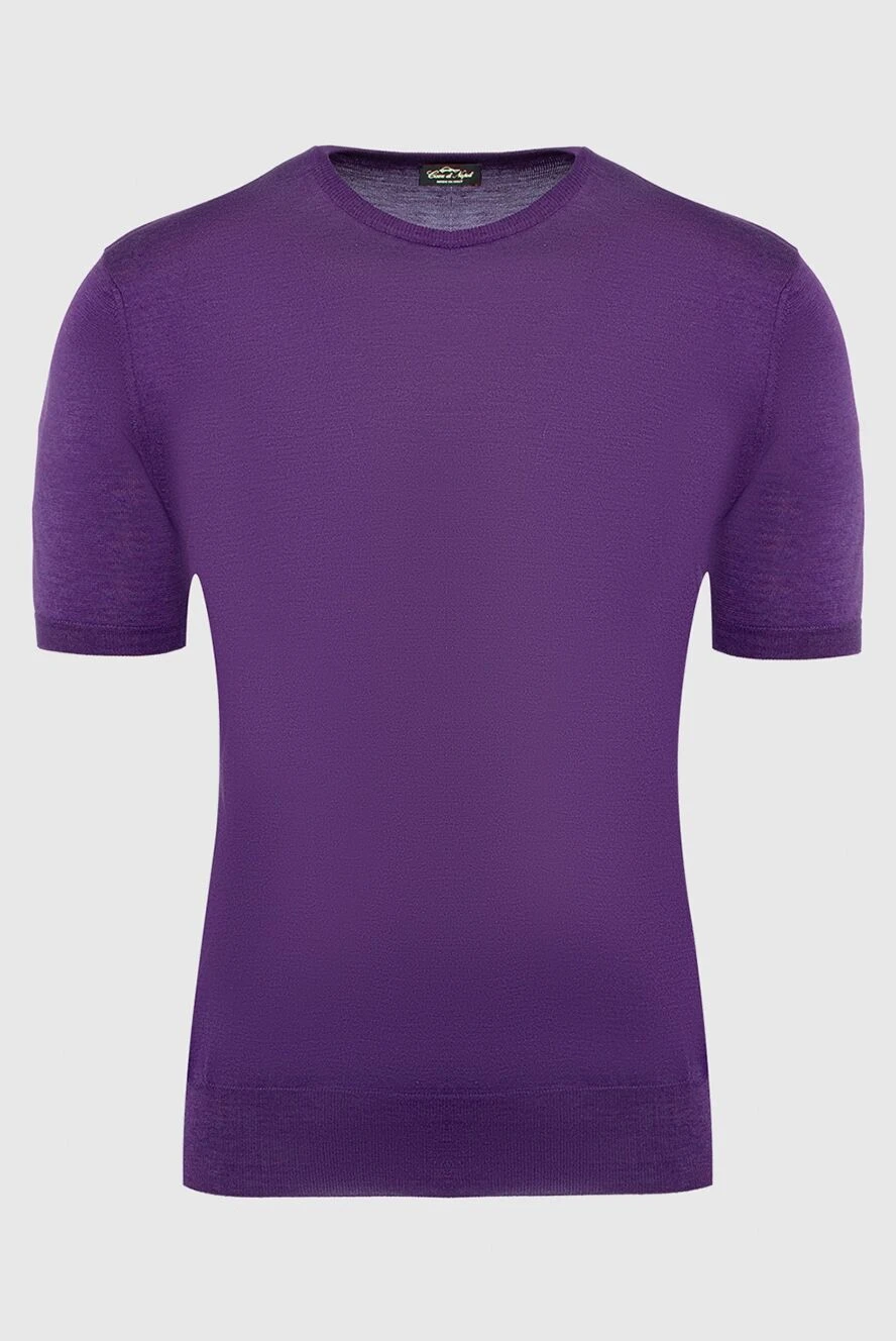 Cesare di Napoli Short sleeve jumper in cotton and silk purple for men - Short sleeve. 55% silk, 45% cotton. Country of manufacture: Italy. Care: specialized cleaning - photo 1