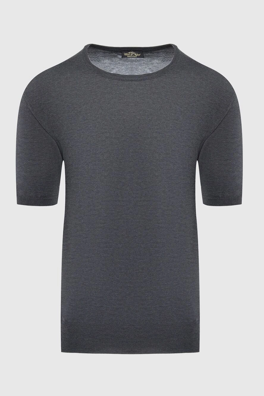 Cesare di Napoli Short sleeve jumper in silk and cotton gray for men - Short sleeve. 55% silk, 45% cotton. Country of manufacture: Italy. Care: specialized cleaning - photo 1