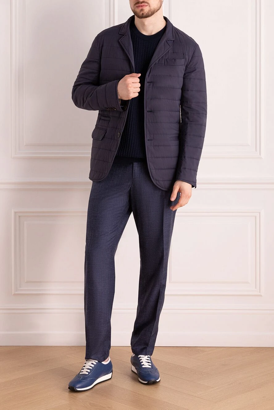 Brunello Cucinelli темно синяя стеганая куртка из нейлона с