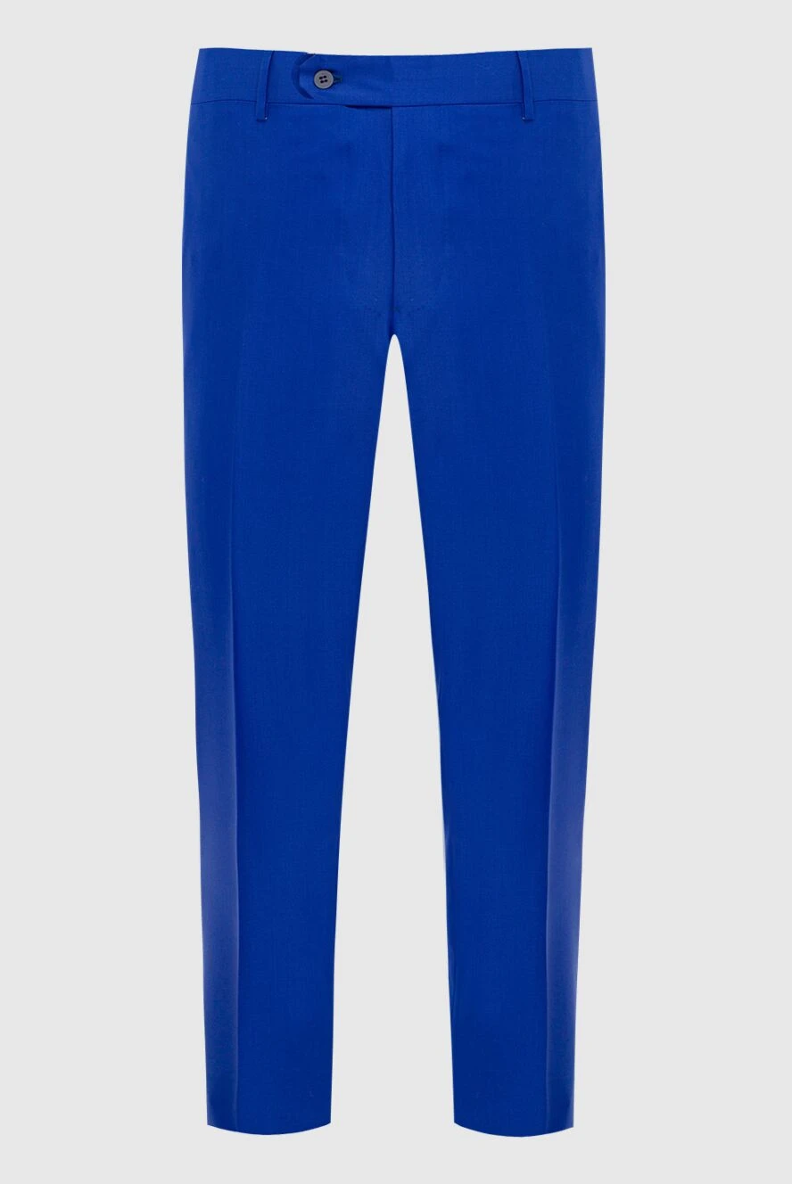 Stefano Ricci Blue trousers made of fine wool with a slight sheen to the fabric - 100% wool. Closure: button, zipper. two front pockets, two back pockets. Country of manufacture: Italy. Care: specialized cleaning - photo 1
