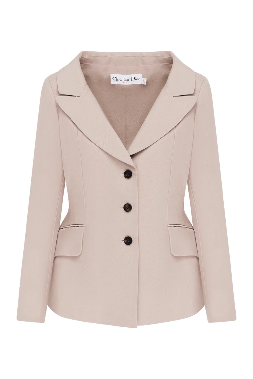 Dior Beige silk jacket for women - contrasting buttons. 100% silk. Closure: buttons. two external side pockets with flaps. Country of manufacture: Italy. Care: specialized cleaning - photo 1