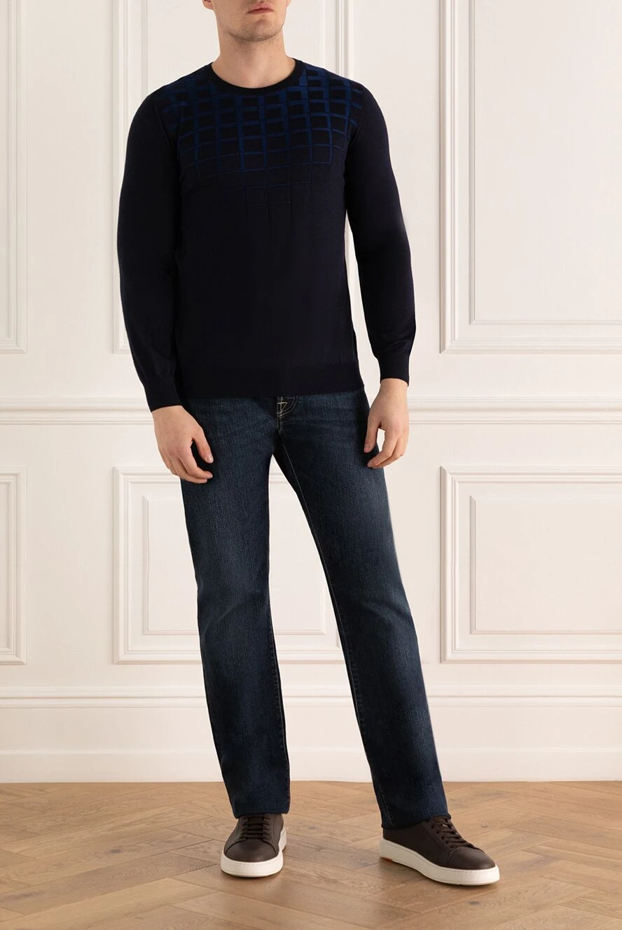 Zilli Cashmere and silk jumper blue for men