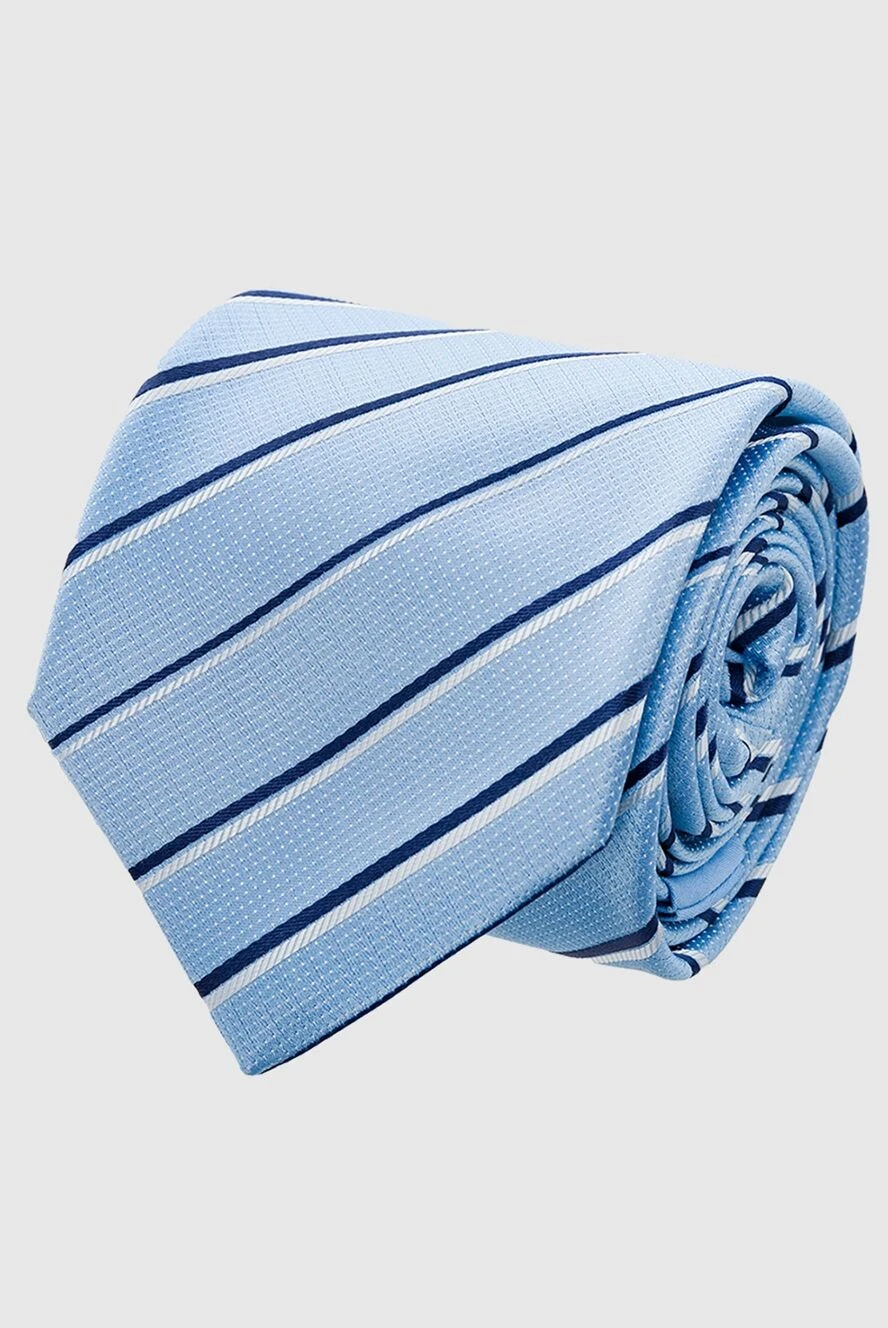 Italo Ferretti Blue silk tie for men - blue and white column. 100% silk. Country of manufacture: Italy. Care: specialized cleaning - photo 1