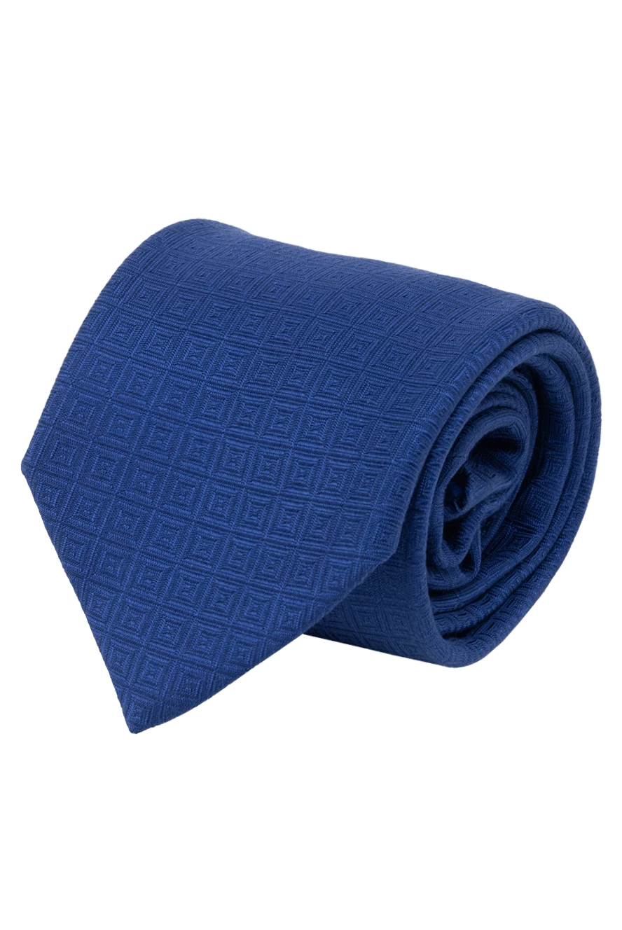 Italo Ferretti Blue silk tie for men - square pattern. 100% silk. Country of manufacture: Italy. Care: specialized cleaning - photo 1