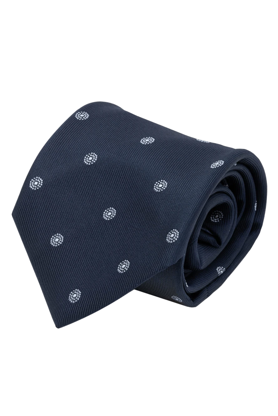 Italo Ferretti Blue silk tie for men - flower pattern. 100% silk. Country of manufacture: Italy. Care: specialized cleaning - photo 1