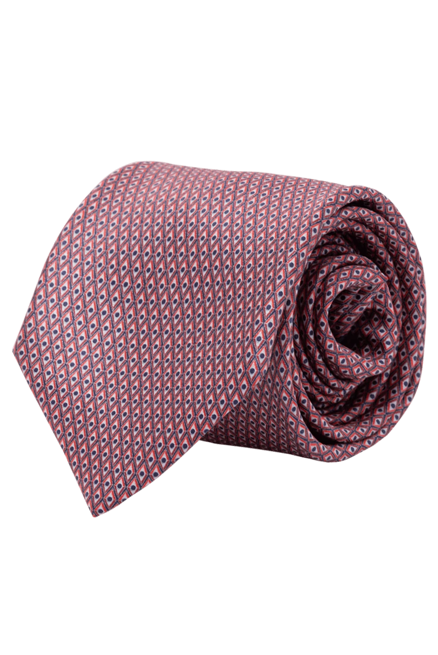 Italo Ferretti Silk tie burgundy for men - rhombus pattern. 100% silk. Country of manufacture: Italy. Care: specialized cleaning - photo 1