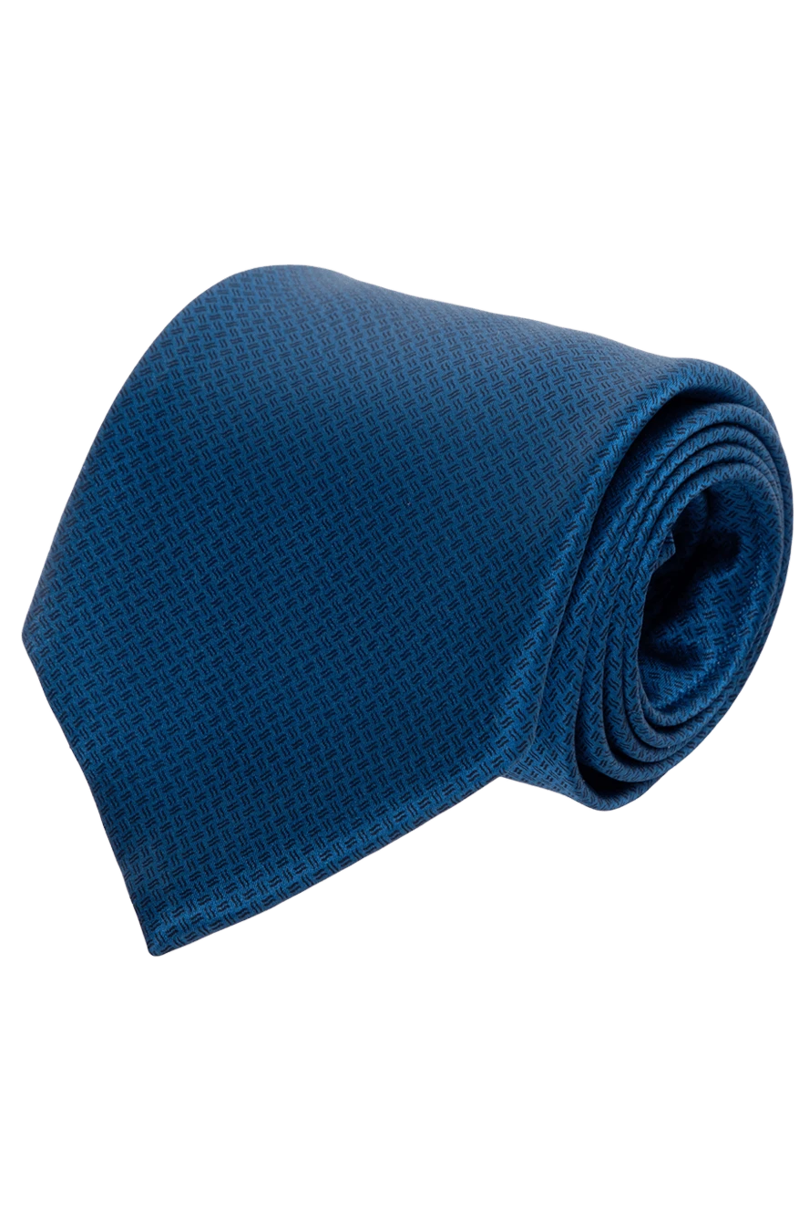 Italo Ferretti Blue silk tie for men - rhombus pattern. 100% silk. Country of manufacture: Italy. Care: specialized cleaning - photo 1