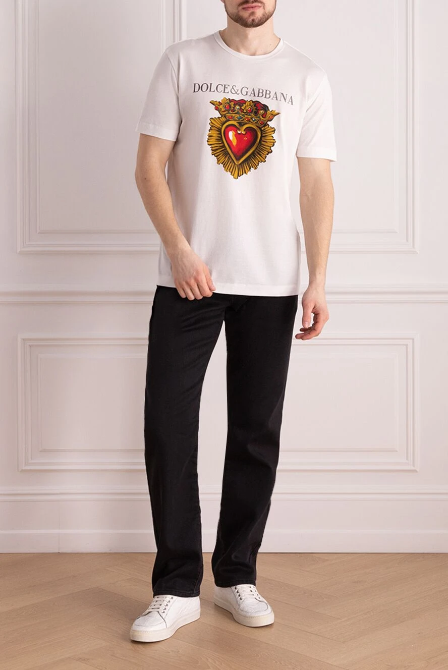 【VIP SALE】DOLCE&GABBANA Devotion Heart コットン Tシャツ Dolce & Gabbana Heart print cotton T-shirt - Men