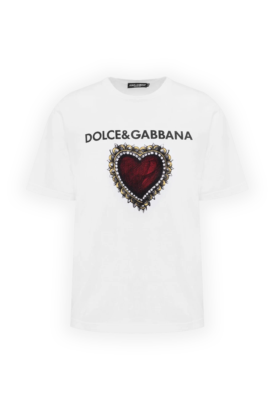 Dolce & Gabbana Футболка з бавовни біла чоловіча - Декор: тиснення логотипу, малюнок 