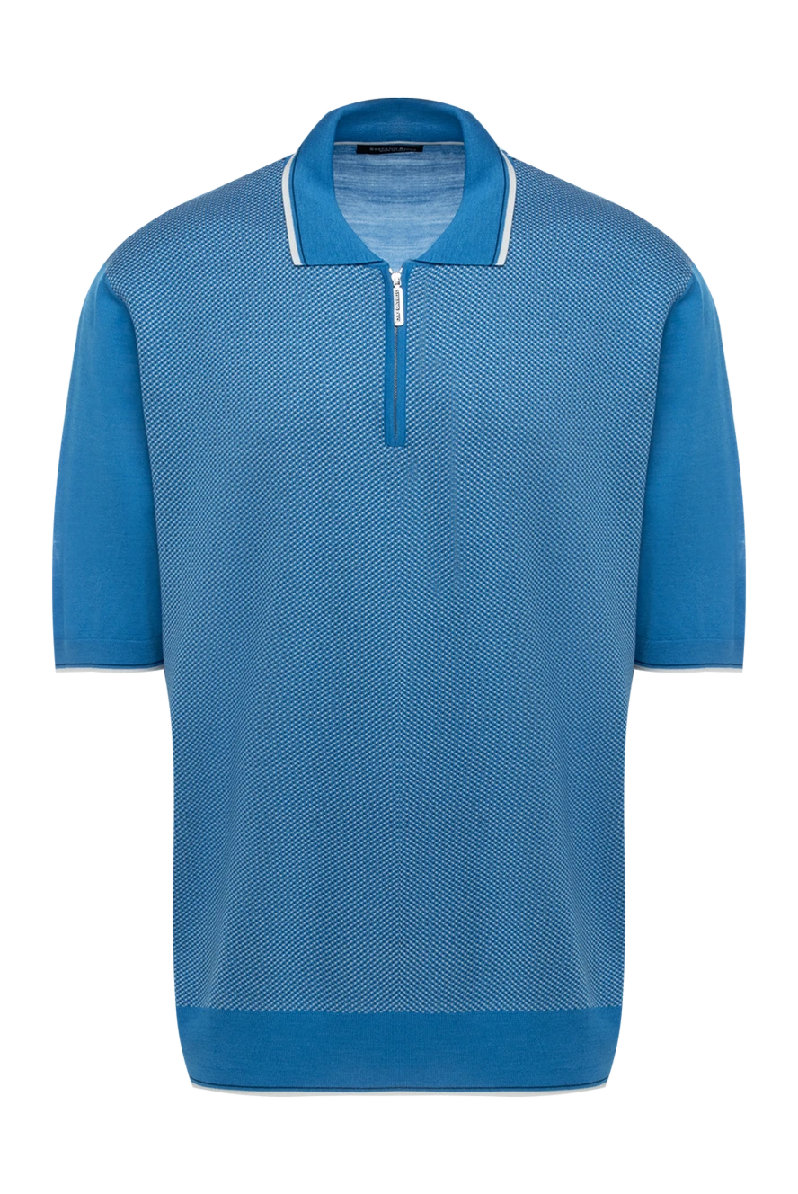 Stefano Ricci Чоловіче поло на блискавці із трикотажу з фактурним тканим візерунком - Контрастний візерунок, контрастні лінії на комірі. 100% шовк. Блискавка. Країна виробник: Італія. Догляд: спеціалізоване чищення - фото 1