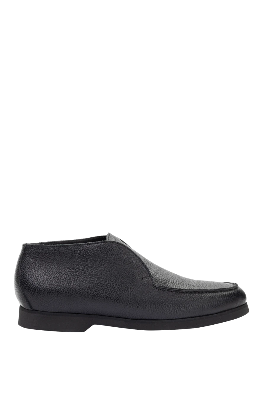 Pellettieri di Parma Black leather loafers for men - heel height 2 cm, leather interior. 100% leather. Country of manufacture: Italy. Care: specialized cleaning - photo 1