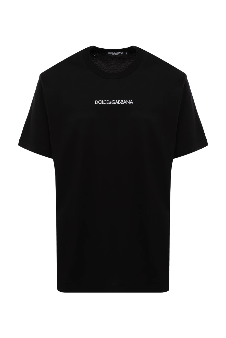 Dolce & Gabbana Black cotton T-shirt for men - logo print. 100% cotton. Country of manufacture: Italy. Care: specialized cleaning - photo 1