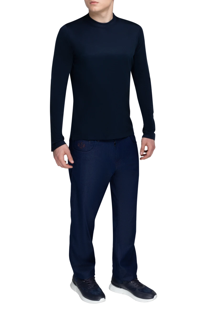 Cortigiani Cotton long sleeve blue for men - 100% cotton. Country of manufacture: Italy. Care: specialized cleaning - photo 1