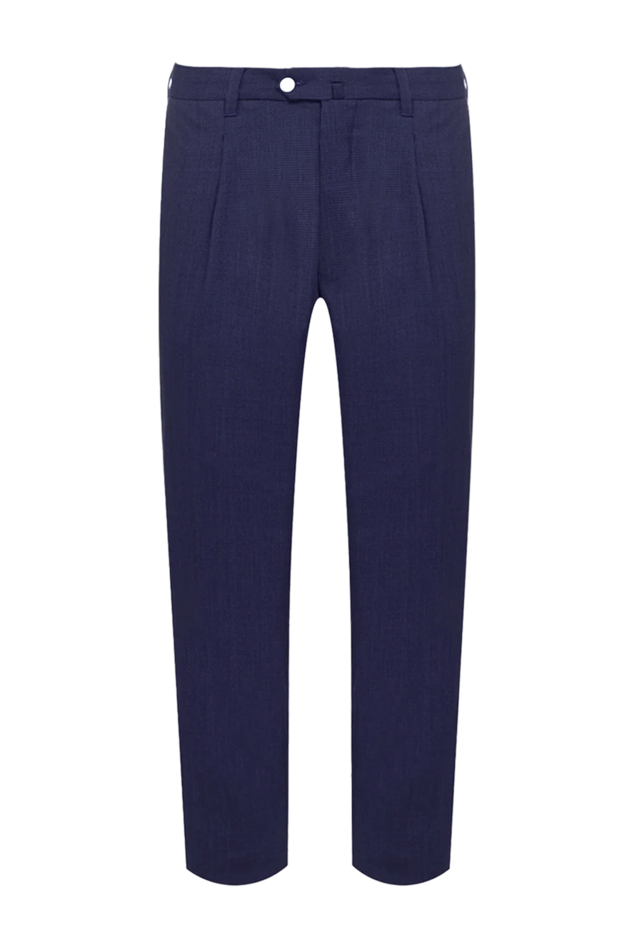 Lubiam Blue wool trousers for men - 100% wool. Closure: button, zipper. two side pockets, two back pockets. Lining: lining parts 100% cotton. Country of manufacture: Italy. Care: specialized cleaning - photo 1