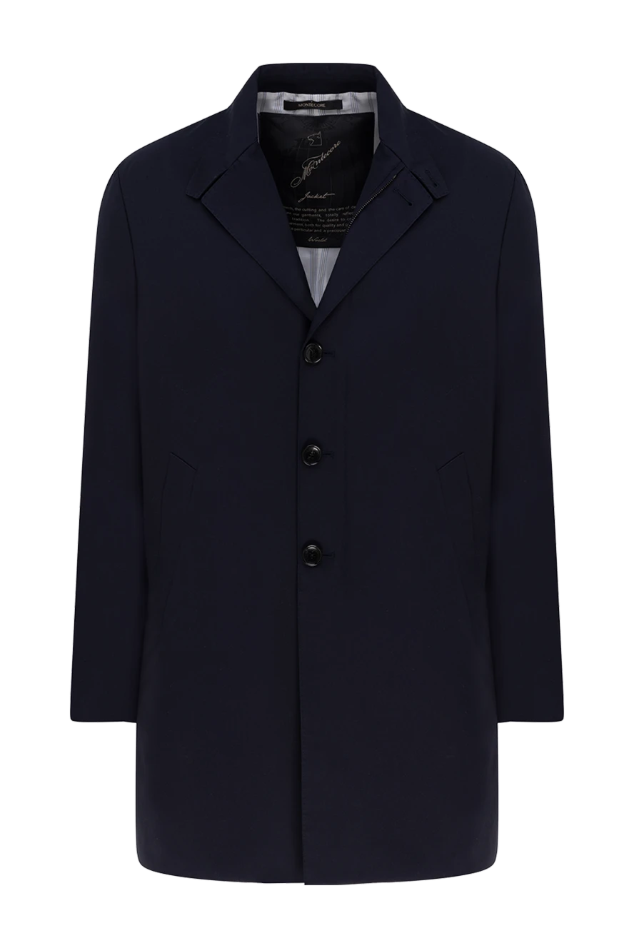 Montecore Polyester and viscose coat blue for men - 84% polyester, 16% viscose. Buttons. Two side pockets, two inside pockets. Lining: 100% cupro. Country of manufacture: Italy. Care: specialized cleaning - photo 1