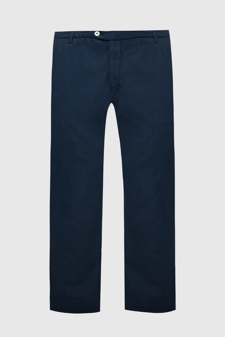 Cesare di Napoli Men's blue trousers - 85% cotton, 11% silk, 4% elastane. Closure: button, zipper. two side pockets, two back pockets. Lining: lining parts 100% cotton. Country of manufacture: Italy. Care: specialized cleaning - photo 1