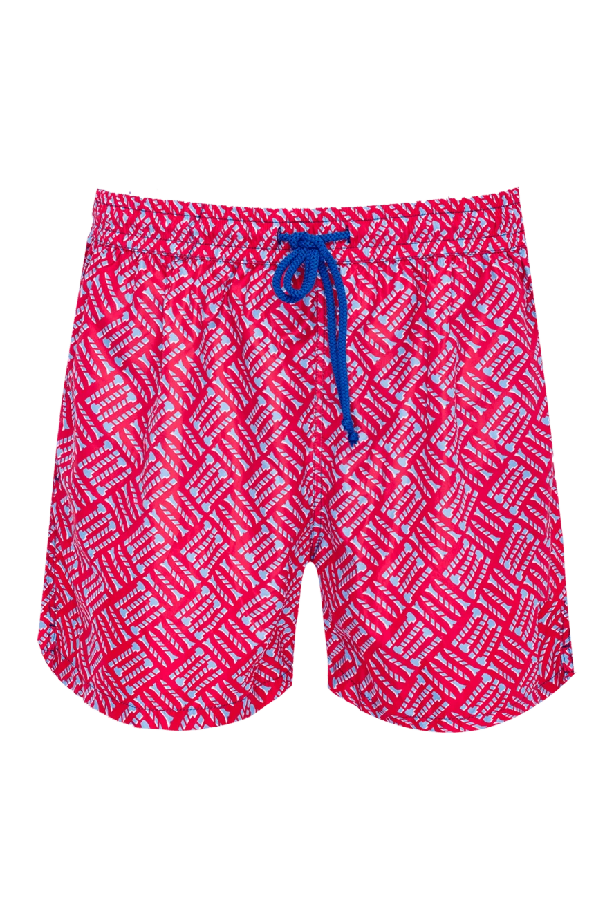 FeFe Red polyamide beach shorts for men - logo, fantasy pattern. 100% polyamide. Closure: drawstring. two side. Country of manufacture: Italy. Care: specialized cleaning - photo 1